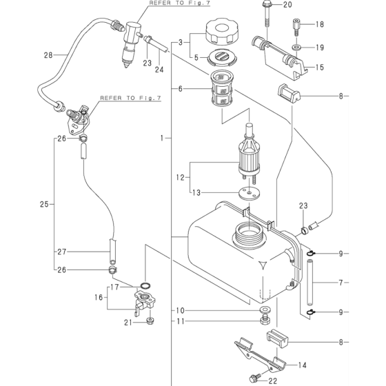 Fuel Tank and Fuel Pipe Assembly for Yanmar L60AE Engine