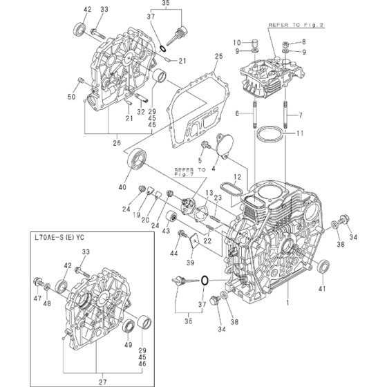 Cylinder Block Assembly for Yanmar L70AE Engine