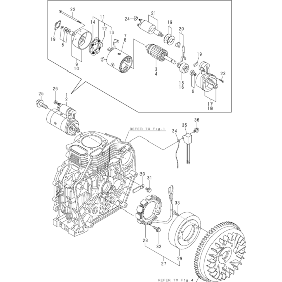 Starting Motor Assembly for Yanmar L70AE Engine