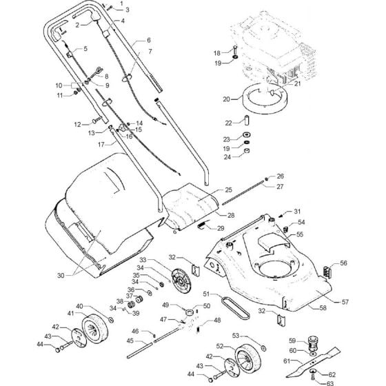 Complete Product Assembly for Flymo LAWNCHIEF 400PD Mowers