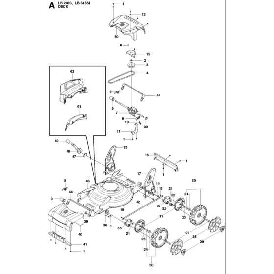 Cutting Deck Assembly for Husqvarna LB248S Consumer Lawn Mower