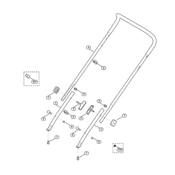 Handle Assembly for Stihl/ Viking LB 540.1 Petrol Lawn Scarifiers