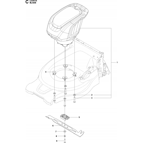 Blade Motor & Cutting Equipment Assembly for Husqvarna LC 247iX Lawn Mowers