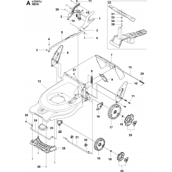 Mower Deck / Cutting Deck Assembly for Husqvarna LC 247Li Lawn Mowers