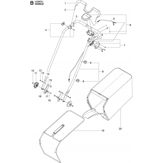 Handle Assembly for Husqvarna LC 247Li Lawn Mowers