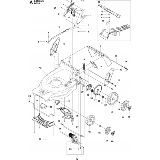 Mower Deck / Cutting Deck Assembly for Husqvarna LC 347iVX Lawn Mowers