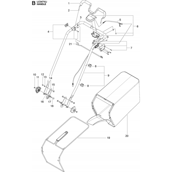 Handle Assembly for Husqvarna LC 347VLi Lawn Mowers