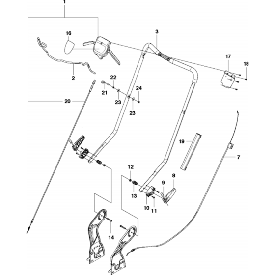 Handle Assembly for Husqvarna LC 348V Classic Lawn Mowers