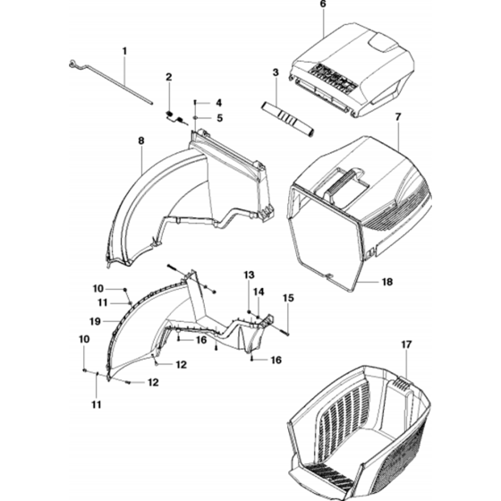 Bagger Assembly for Husqvarna LC 348V Classic Lawn Mowers