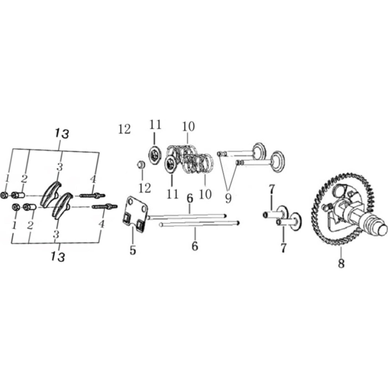 Gas Distribution Adjustment Assembly for Loncin LC154F-1 without Oil Alarm (87cc, 2.8hp) Twin Series Engine