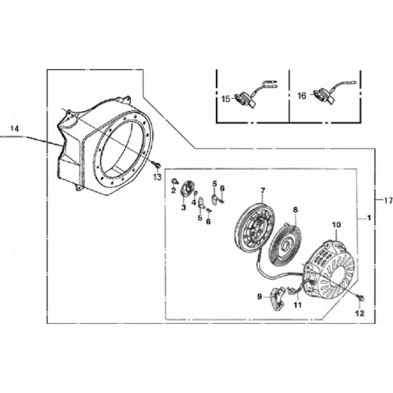 Starter Assembly for Loncin LC154F-1 with Oil Alarm (87cc, 2.8hp) Twin Series Engine