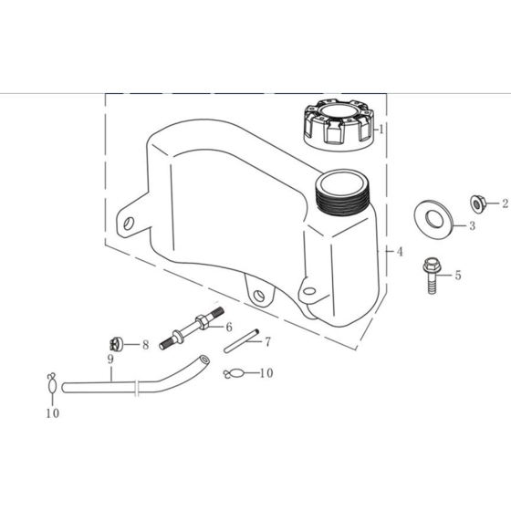 Fuel Tank Assembly for Loncin LC1P65FA (159cc, 4hp) V-Shaft Engine