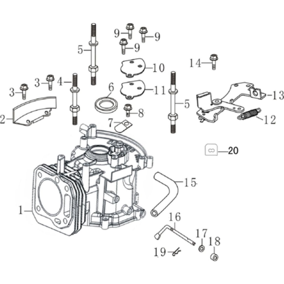 Crankcase Assembly for Loncin LC1P65FA (159cc, 4hp) V-Shaft Engine