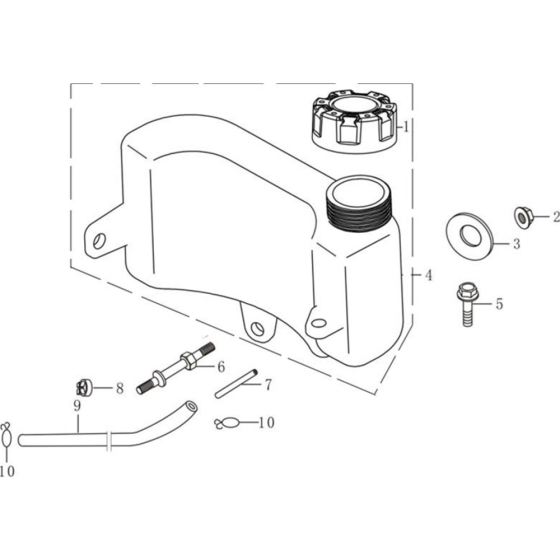 Fuel Tank Assembly for Loncin LC1P68FA (185cc, 4.6hp) V-Shaft Engine