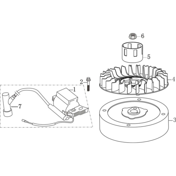 Flywheel, Ignition Comp Assembly for Loncin LC1P68FA (185cc, 4.6hp) V-Shaft Engine