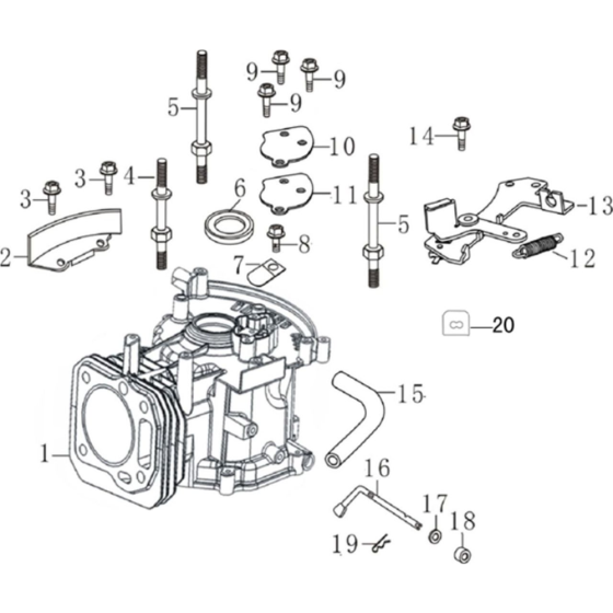 Crankcase Assembly for Loncin LC1P70FA (196cc, 4.8hp) V-Shaft Engine