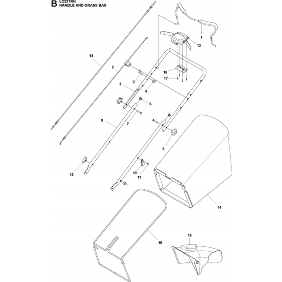 Handle Assembly for Husqvarna LC221RH Lawn Mowers