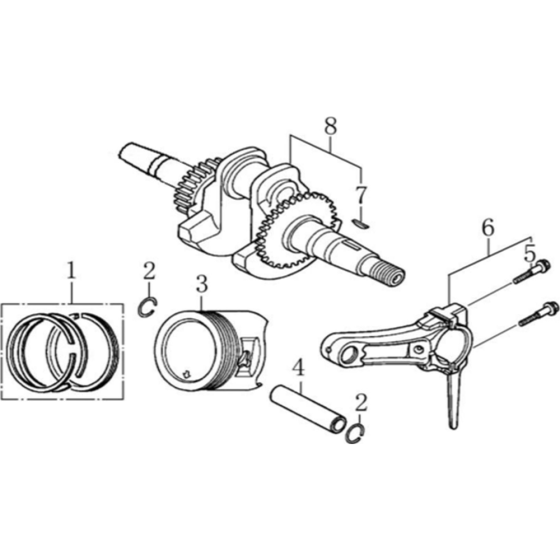 Crankshaft, Piston Assembly for Loncin LC2500-F Generator