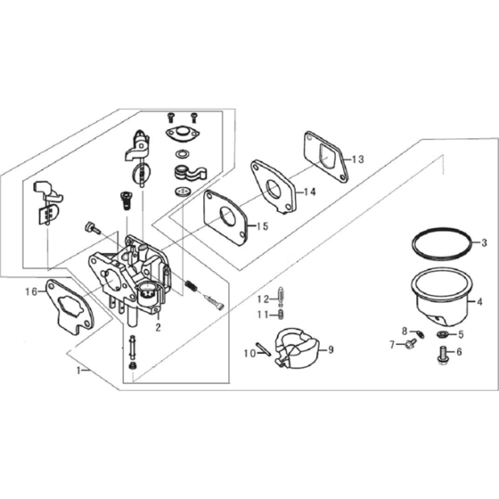 Carburettor Assembly for Loncin LC25ZB21-1.2Q - 1 Inch Water Pump 