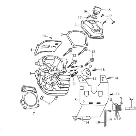 Cylinder Head - 1 Assembly for Loncin LC2V78F-1 (678cc, 19.7hp) Twin Series Engine