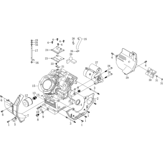 Crankcase-2 Assembly for Loncin LC2V90FD (999cc, 35.5hp) V-Twin Series Engine