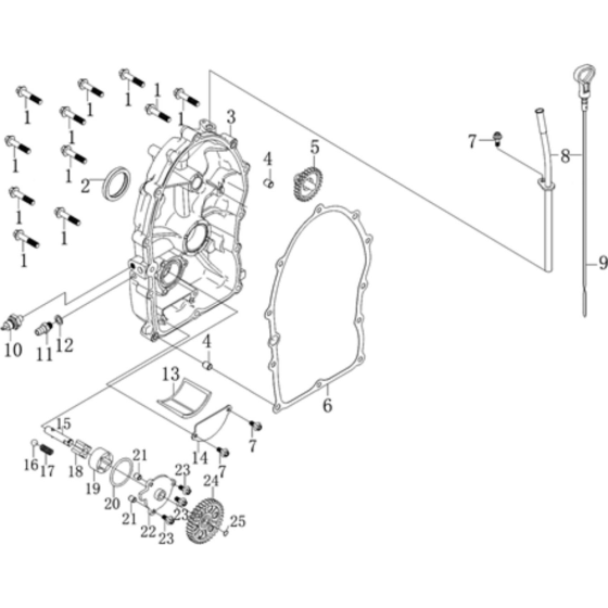 Crankcase Cover Assembly for Loncin LC2V90FD (999cc, 35.5hp) V-Twin Series Engine