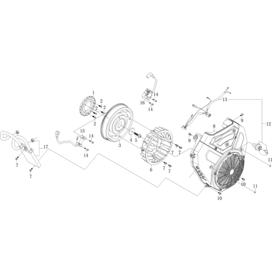 Flywheel Assembly for Loncin LC2V90FD (999cc, 35.5hp) V-Twin Series Engine