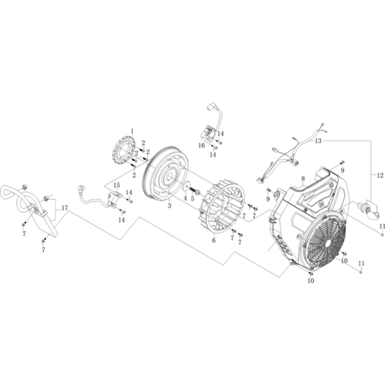 Flywheel-1 Assembly for Loncin LC2V90FD (999cc, 35.5hp) V-Twin Series Engine