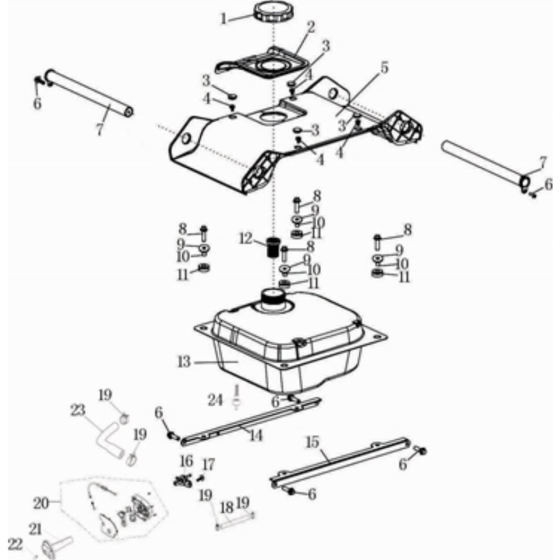 Fuel Tank Assembly for Loncin LC3500i Generator