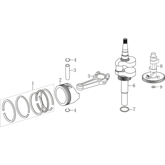 Crankshaft/Piston Assembly for Loncin LC360 Tiller