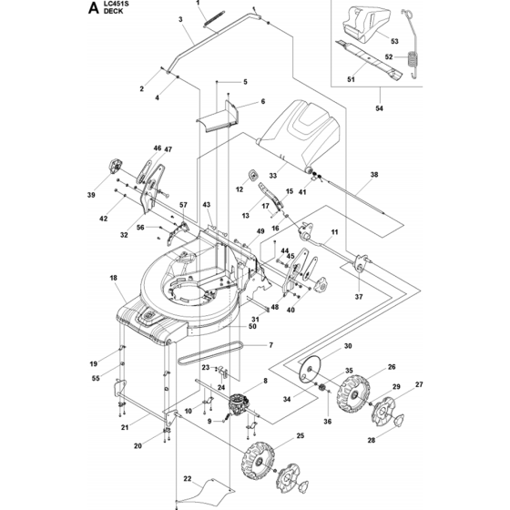 Cutting Deck Assembly for Husqvarna LC451 S Consumer Lawn Mower