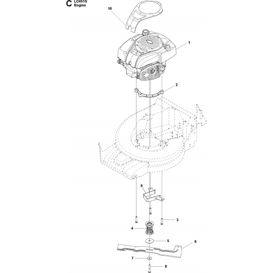 Engine Assembly for Husqvarna LC451 S Consumer Lawn Mower