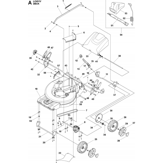 Cutting Deck Assembly for Husqvarna LC451 V Consumer Lawn Mower