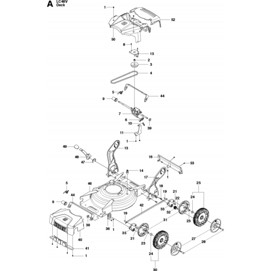 Cutting Deck Assembly for Husqvarna LC48 V Consumer Lawn Mower