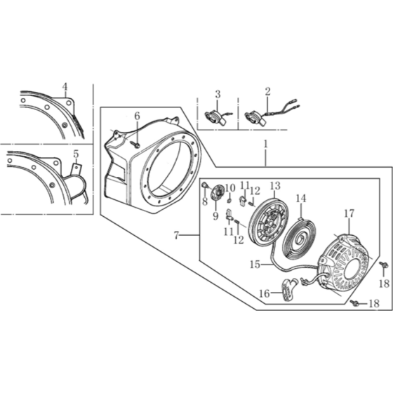 Starter Sub Assembly for Loncin LC50ZB23-3.1Q - 2 Inch Water Pump 