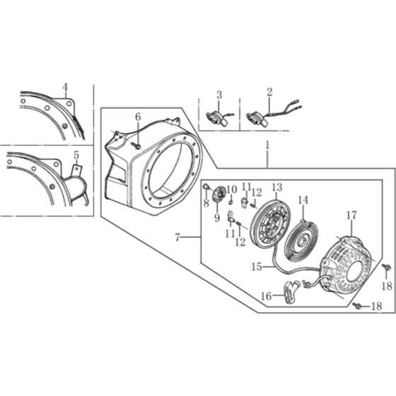 Starter Sub Assembly for Loncin LC50ZB60-4.5Q - 2 Inch High Pressure Pump 