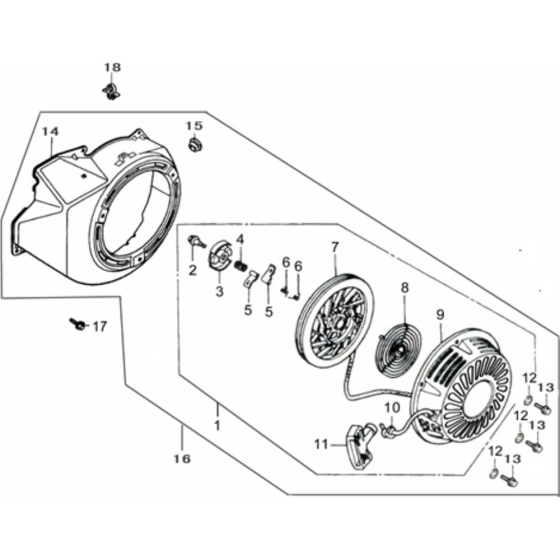 Starter Sub Assembly for Loncin LC6500D-F Generator