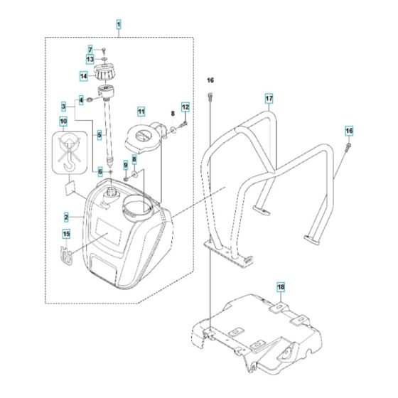 Engine Plate, Water Tank Assembly for Husqvarna LF 100 LAT (Diesel) Compactor