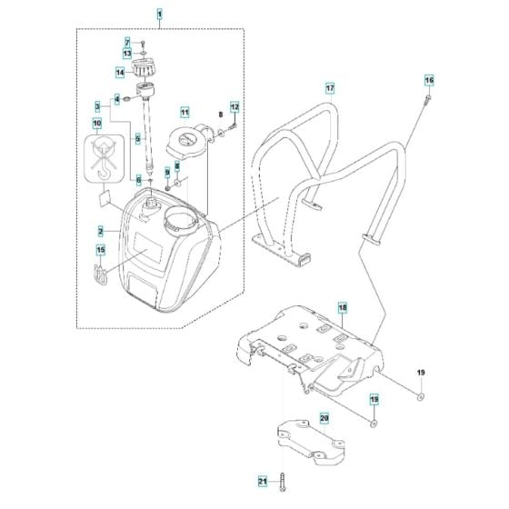 Engine Plate, Water Tank Assembly for Husqvarna LF 100 LAT (Petrol) Compactor