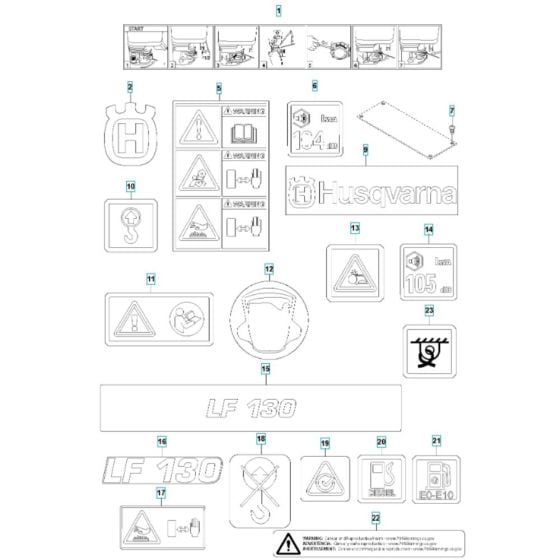 Decals for Husqvarna LF 130 LT (Diesel) Compactor