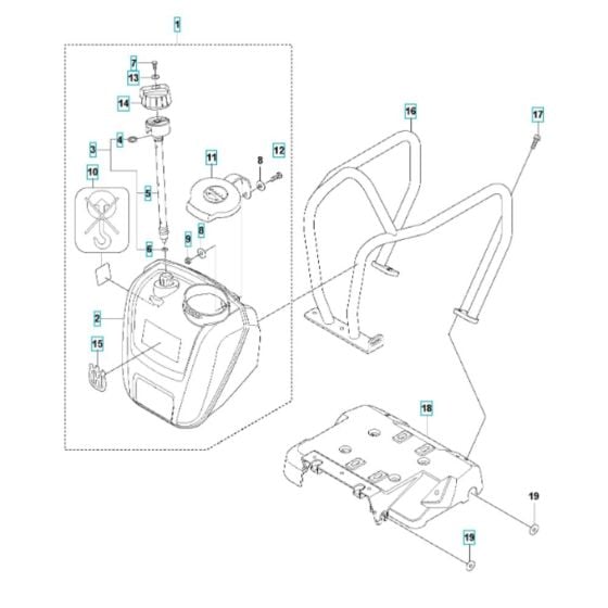 Engine Plate, Water Tank Assembly for Husqvarna LF 80 LAT Compactor