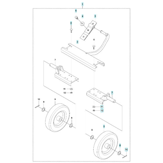 Transport Assembly for Husqvarna LG 164 Petrol Reversible Compactor