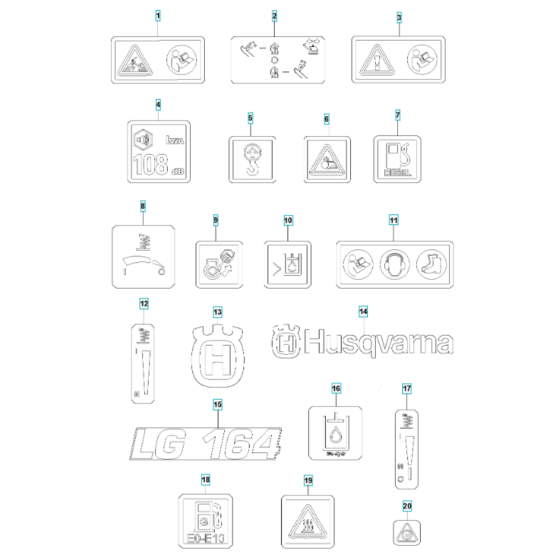 Decals for Husqvarna LG 164 Petrol Reversible Compactor