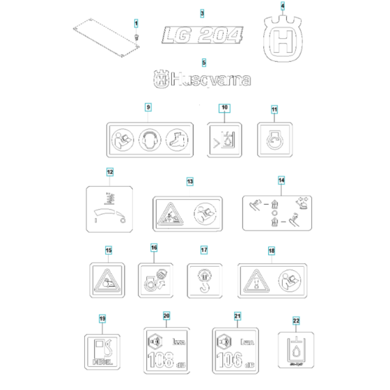 Decals for Husqvarna LG 204 Diesel Reversible Compactor