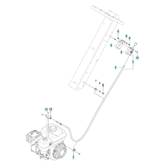 Throttle Control Assembly for Husqvarna LG 204 Petrol Reversible Compactor