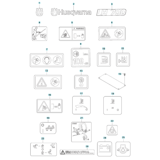 Decals for Husqvarna LH 700 Reversible Compactor