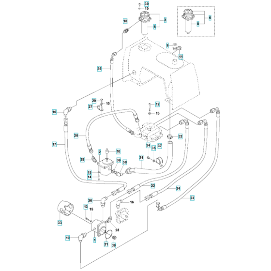 Hydraulic System Assembly for Husqvarna LH 700 Reversible Compactor