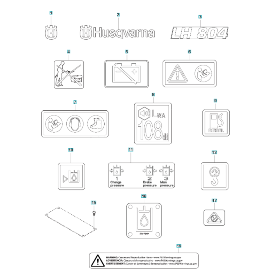 Decals for Husqvarna LH 804 Reversible Compactor