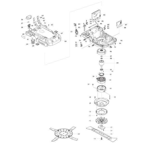 Battery, Motor Assembly for Makita LM001C Mower