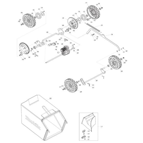 Wheel Assembly for Makita LM001C Mower